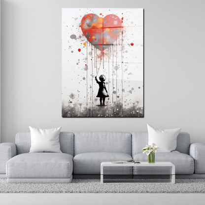 Street Art Mädchen mit Herz Acrylglasbild Wandbild Bild Wanddeko XL