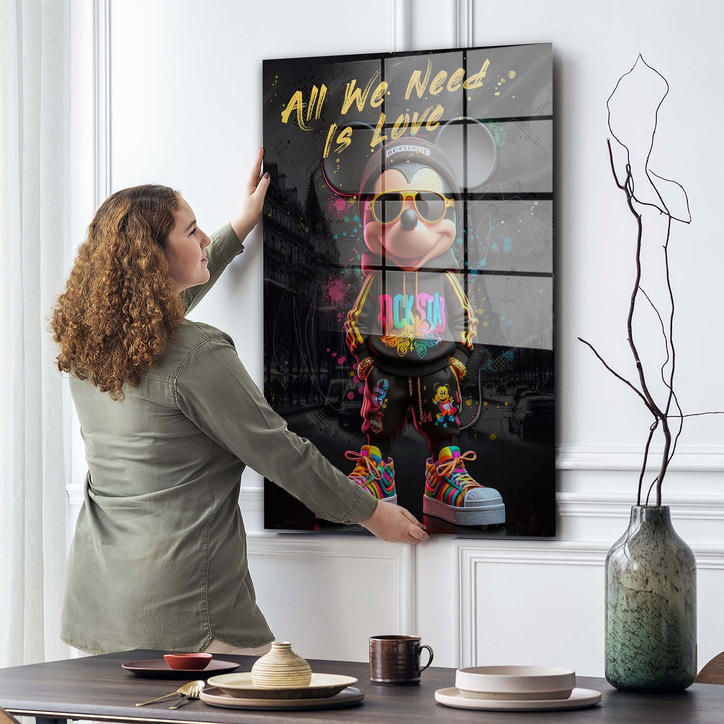 Street Art Maus Rockstar Acrylglasbild Wandbild Bild Wanddeko Wohnzimmer XL