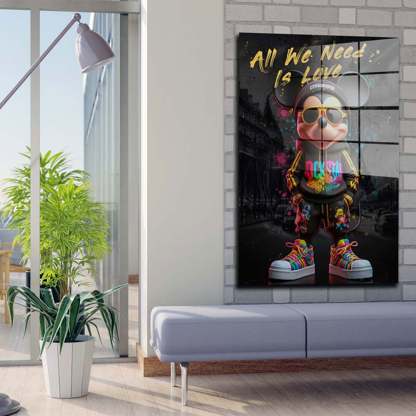Street Art Maus Rockstar Acrylglasbild Wandbild Bild Wanddeko Wohnzimmer XL