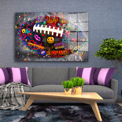 Street Art Rugby Football Acrylglasbild Wandbild Bild Wanddeko Wohnzimmer XL