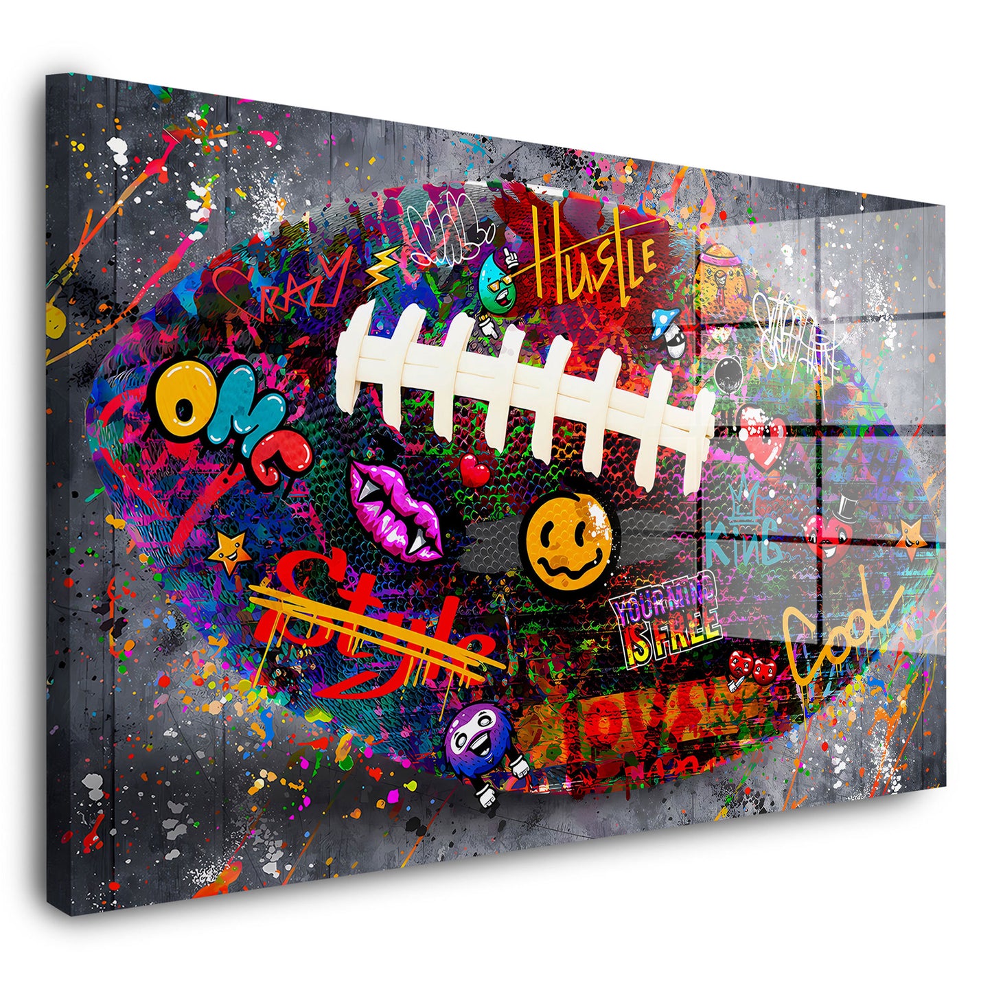 Street Art Rugby Football Acrylglasbild Wandbild Bild Wanddeko Wohnzimmer XL