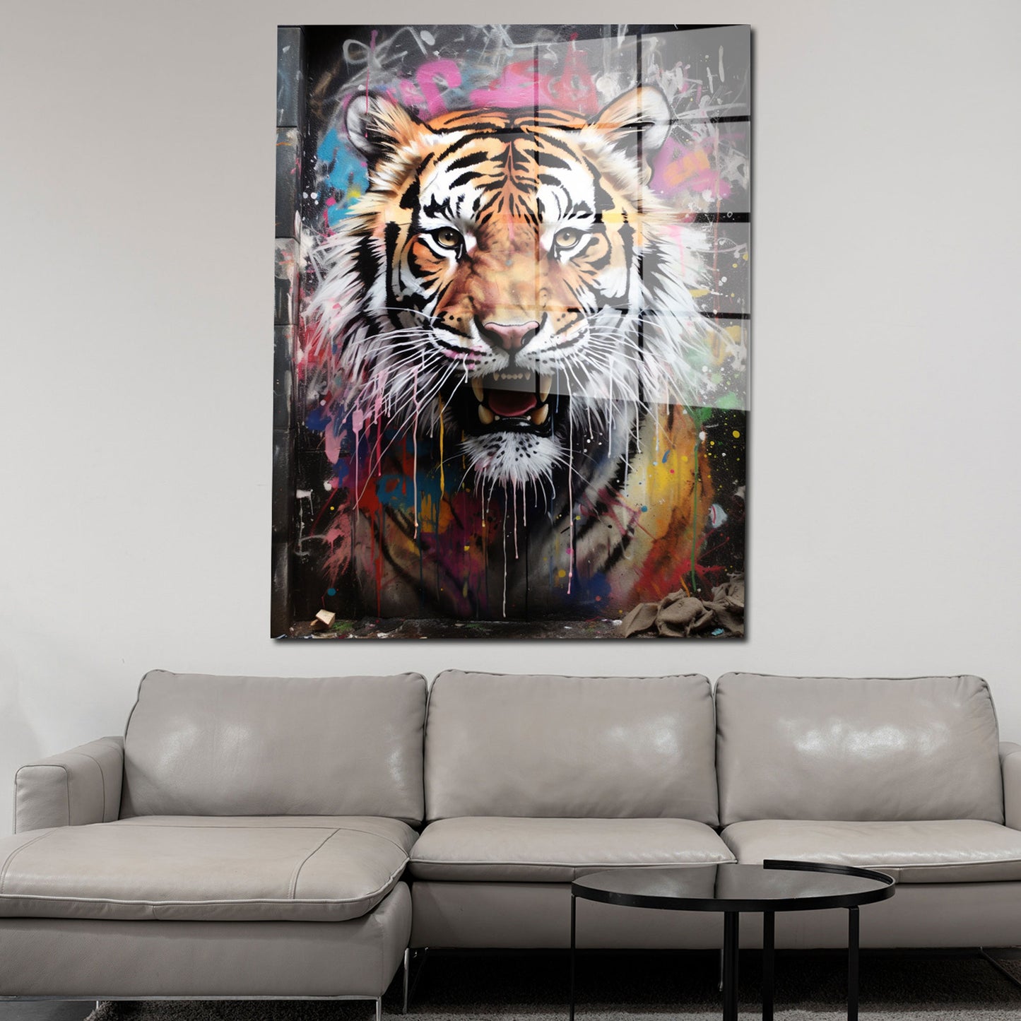 Tiger Abstract Colour Acrylglasbild Wandbild Bild Wanddeko Wohnzimmer XL