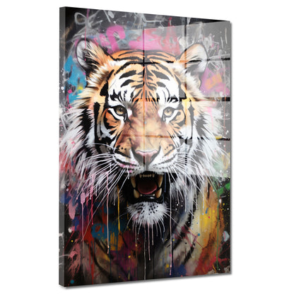 Tiger Abstract Colour Acrylglasbild Wandbild Bild Wanddeko Wohnzimmer XL