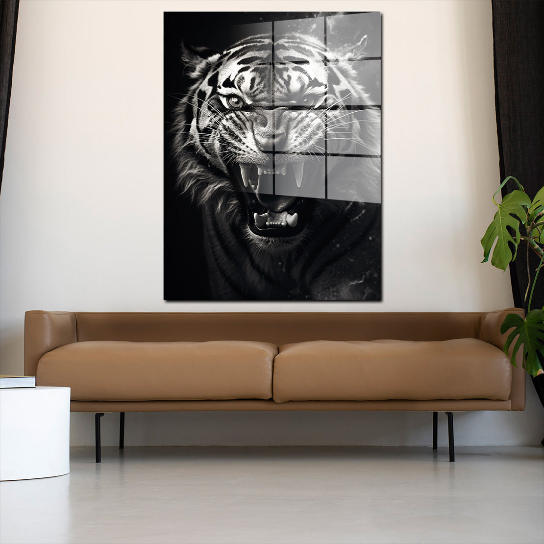 Tiger schwarz weiß Acrylglasbild Wandbild Bild Wanddeko Wohnzimmer XL