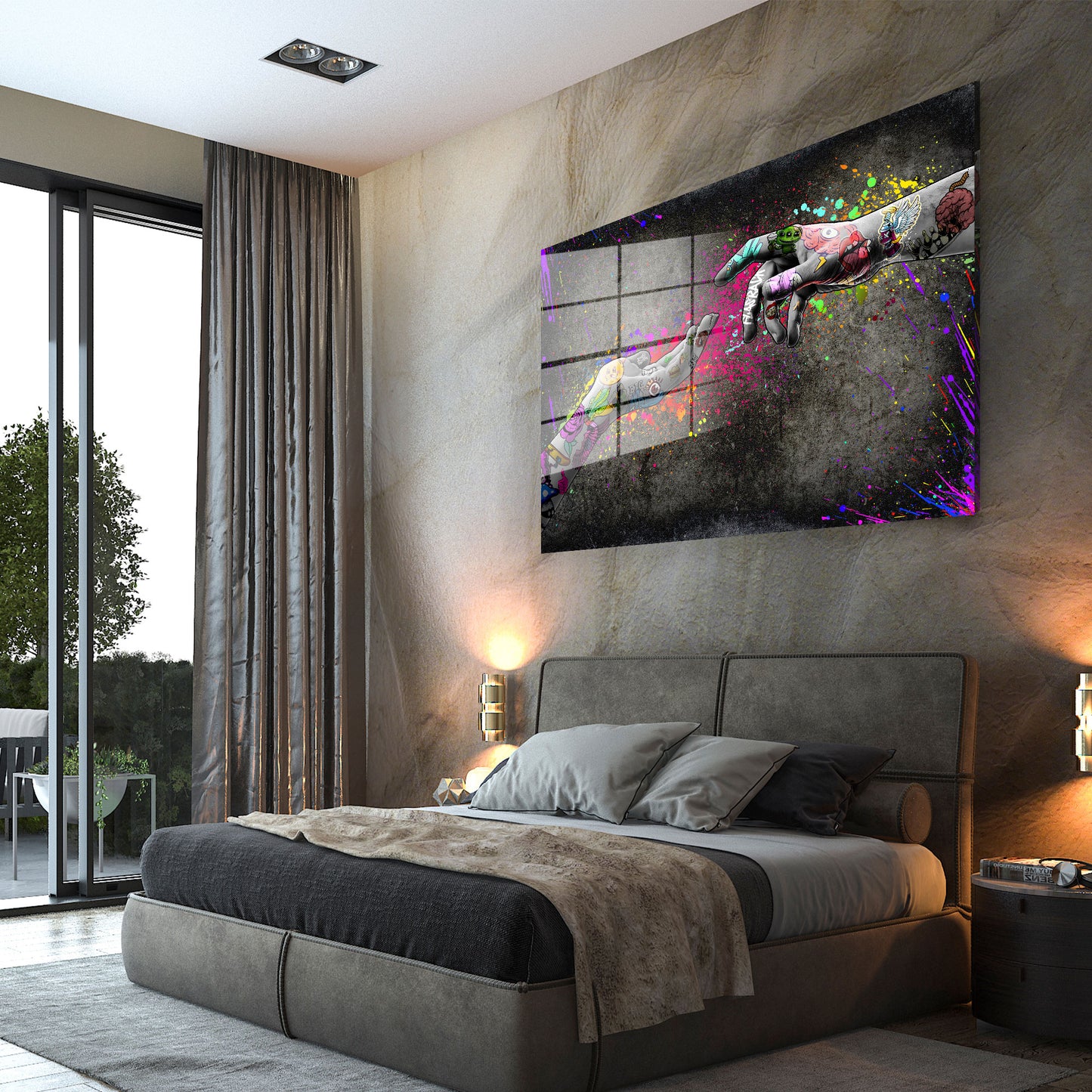 Touch Graffiti Hände Acrylglasbild Wandbild Bild Wanddeko Wohnzimmer XL