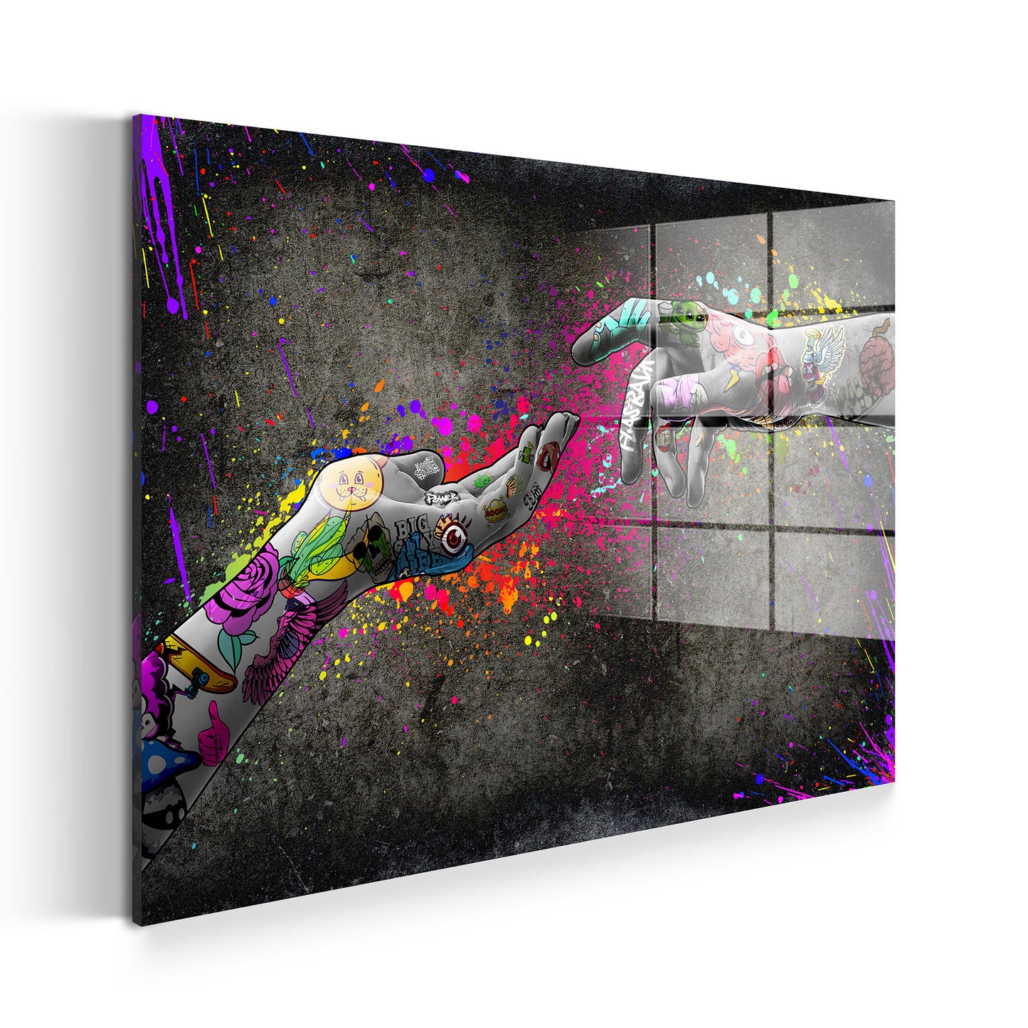 Touch Graffiti Hände Acrylglasbild Wandbild Bild Wanddeko Wohnzimmer XL