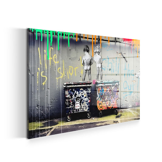 Two Kids Street Art Acrylglasbild Wandbild Bild Wanddeko Wohnzimmer XL