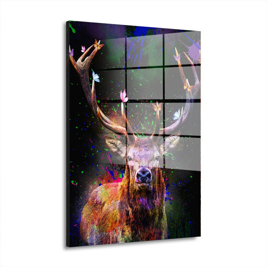 Abstract Colour Pop Art Hirsch Acrylglasbild Wandbild Bild Wanddeko Wohnzimmer XL