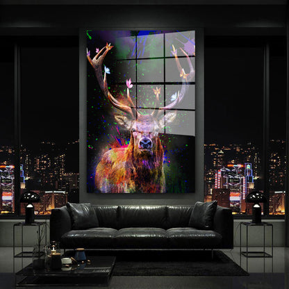 Abstract Colour Pop Art Hirsch Acrylglasbild Wandbild Bild Wanddeko Wohnzimmer XL