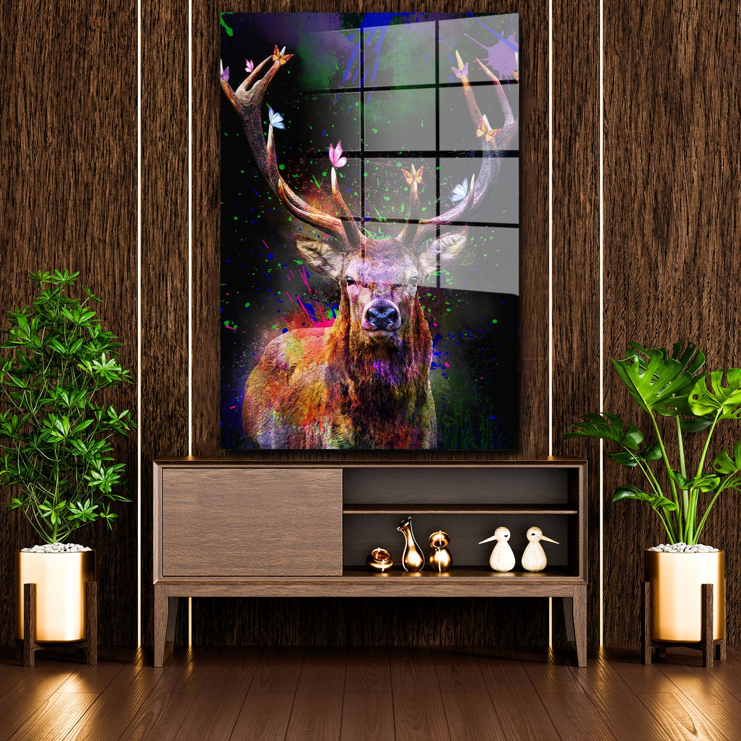 Abstract Colour Pop Art Hirsch Acrylglasbild Wandbild Bild Wanddeko Wohnzimmer XL