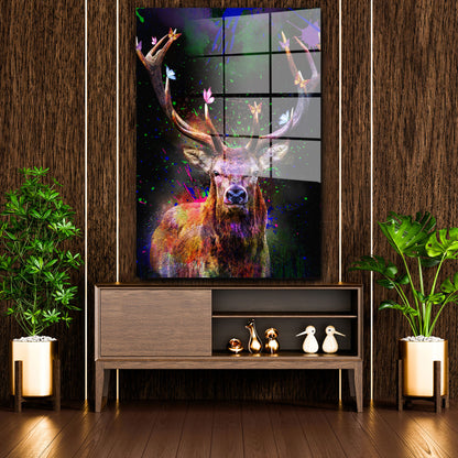 Abstract Colour Pop Art Hirsch Acrylglasbild Wandbild Bild Wanddeko Wohnzimmer XL