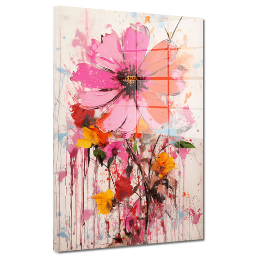 Abstrakt blühende Blumen Acrylglasbild Wandbild Bild Wanddeko Wohnzimmer XL