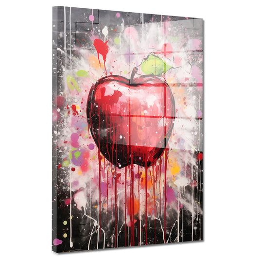 Abstrakt roter Apfel Pop Art Acrylglasbild Wandbild Bild Wanddeko Wohnzimmer XL