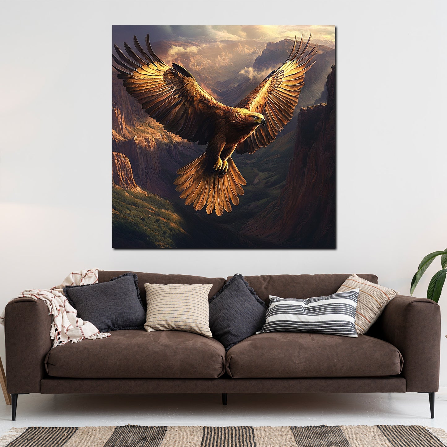 Adler in den Bergen majestätische Freiheit Leinwandbild Wandbild XL Wanddeko