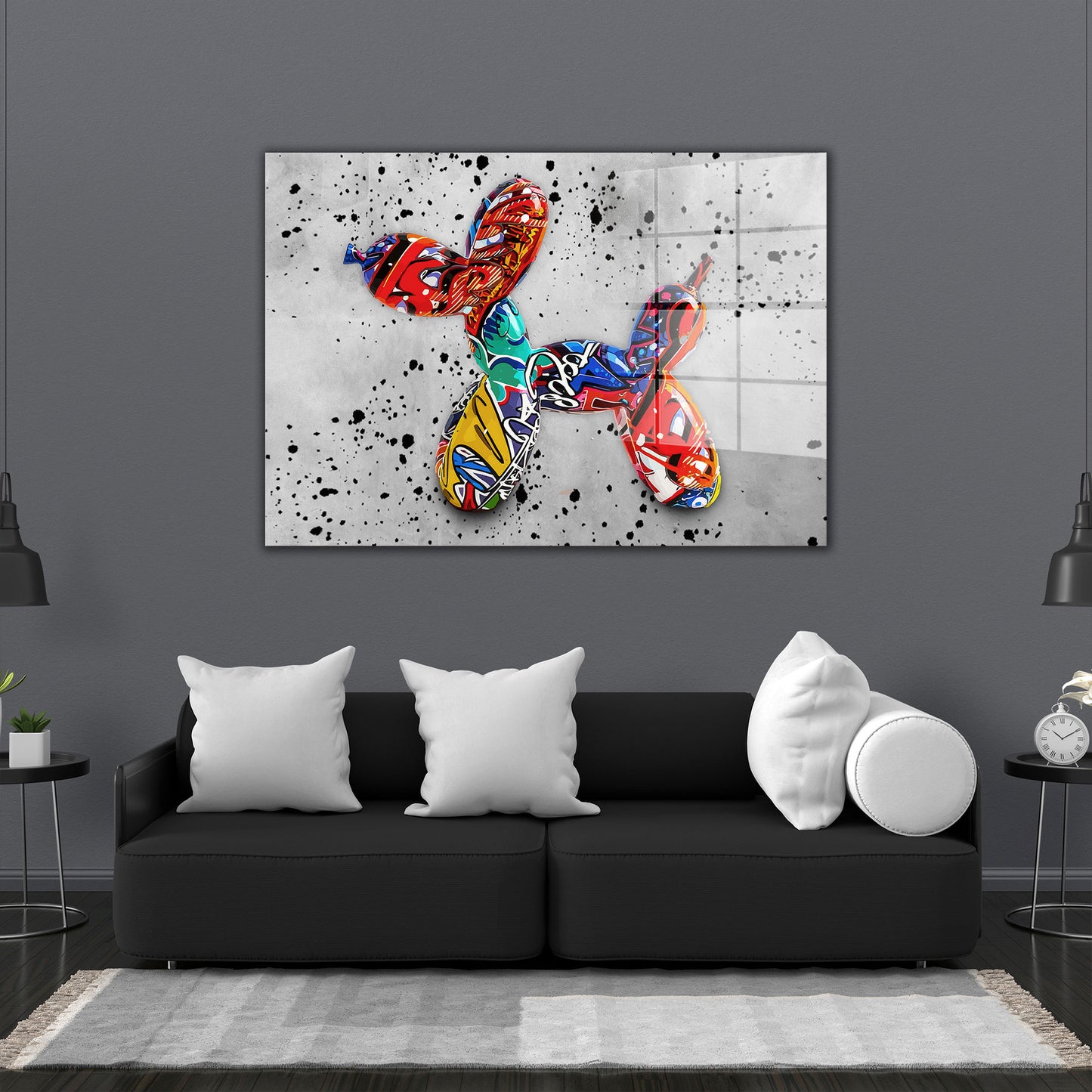 Balloon Dog Graffiti Street Art Hund Acrylglasbild Wandbild Bild Wanddeko Wohnzimmer XL