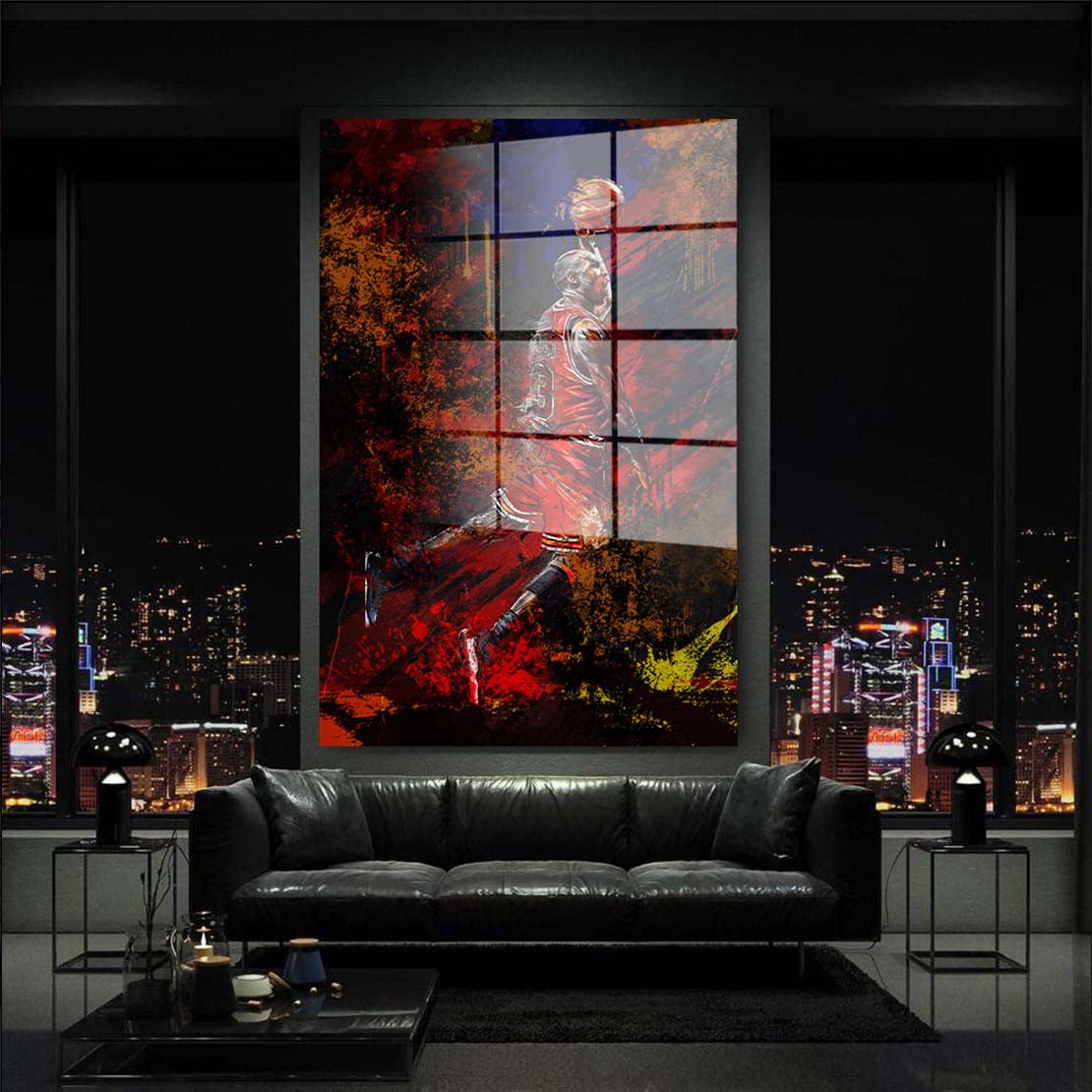 Basketball Spieler abstrakt Acrylglasbild Wandbild Bild Wanddeko Wohnzimmer XL