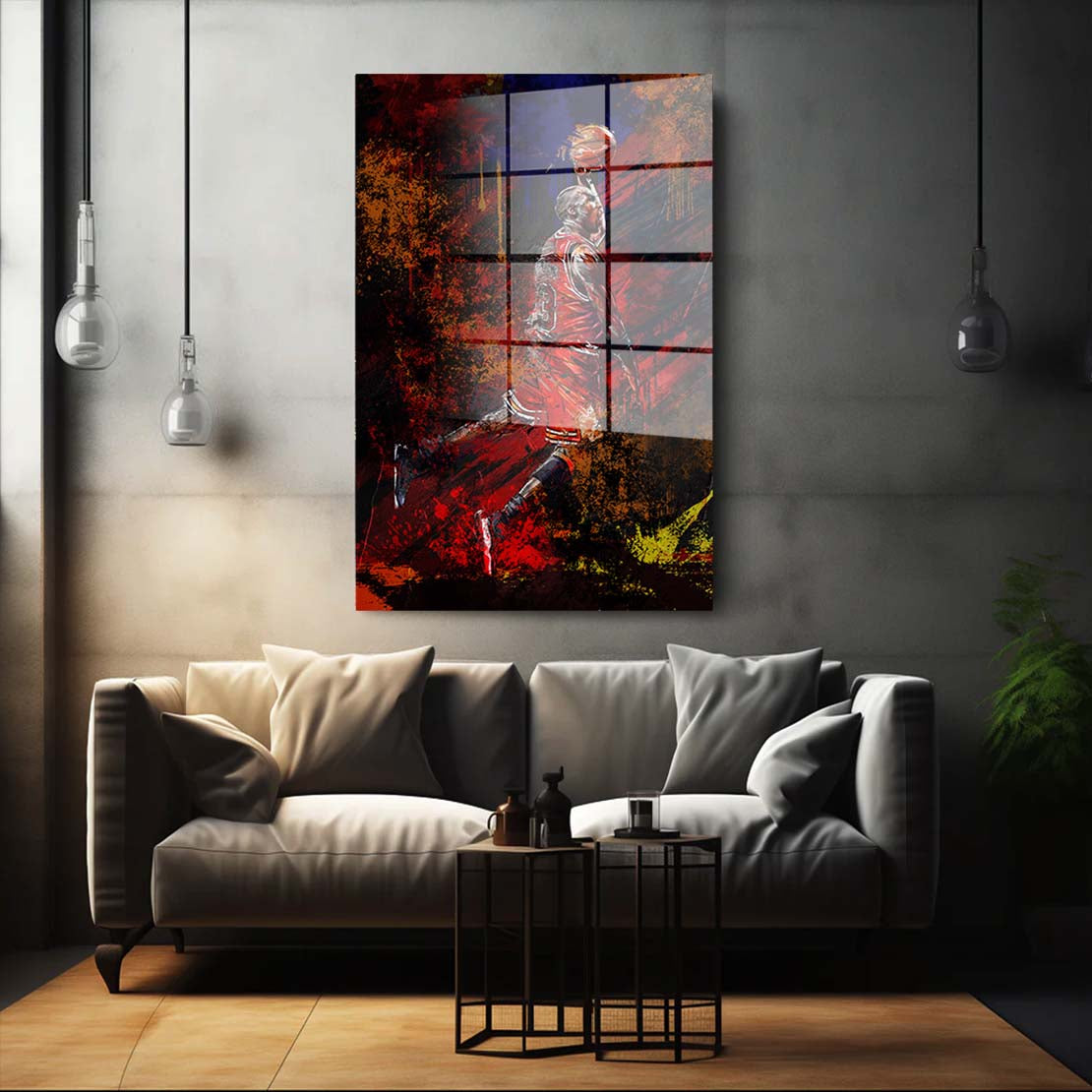 Basketball Spieler abstrakt Acrylglasbild Wandbild Bild Wanddeko Wohnzimmer XL