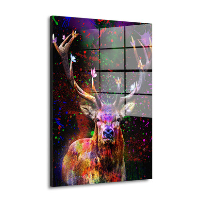 Colour Pop Art Hirsch Acrylglasbild Wandbild Bild Wanddeko Wohnzimmer XL