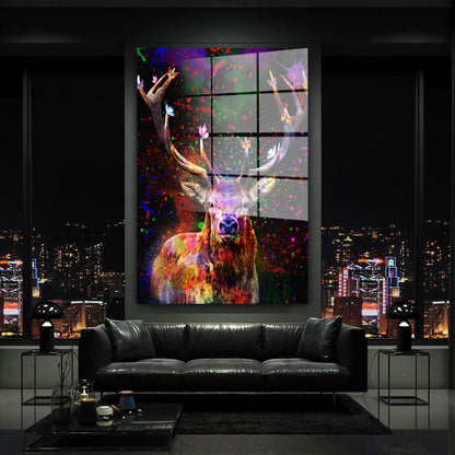 Colour Pop Art Hirsch Acrylglasbild Wandbild Bild Wanddeko Wohnzimmer XL