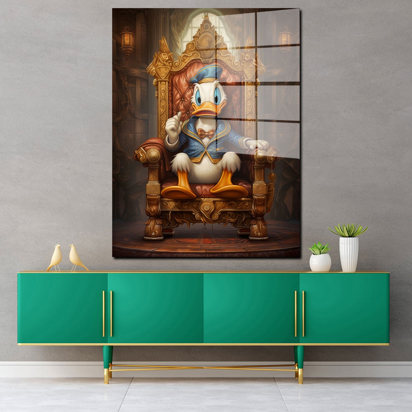 Comic Duck King Acrylglasbild Wandbild Bild Wanddeko Wohnzimmer XL