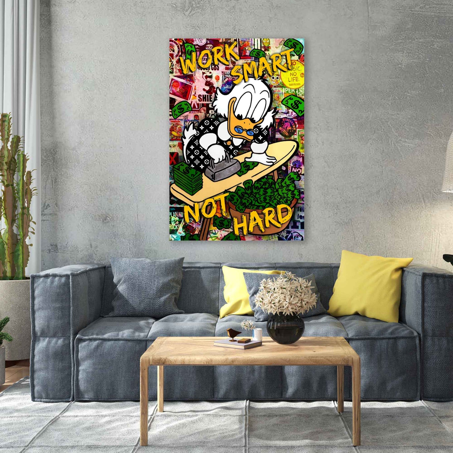 Comic Duck Work Smart Wandbild Leinwandbild Kunstdruck XL Wanddeko