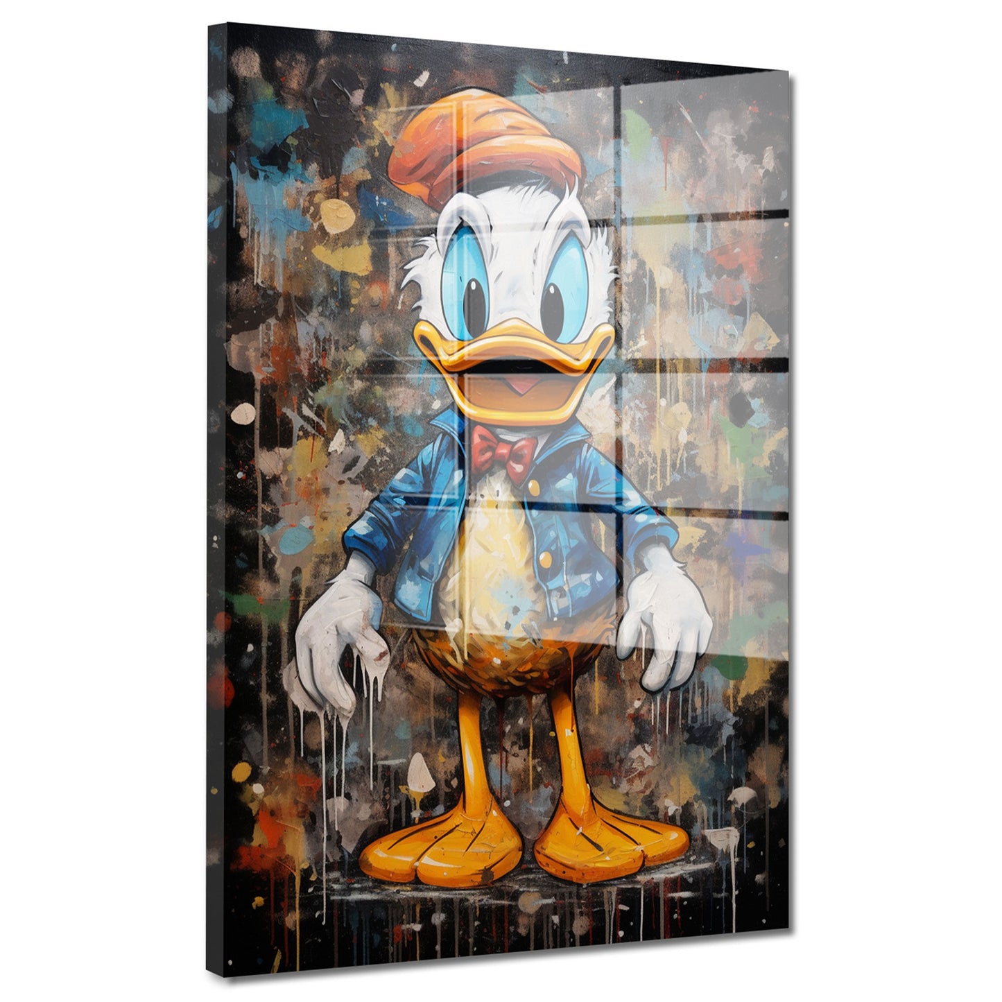 Comic Duck abstrakt Pop Art Style Acrylglasbild Wandbild Bild Wanddeko Wohnzimmer XL