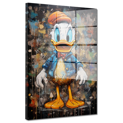 Comic Duck abstrakt Pop Art Style Acrylglasbild Wandbild Bild Wanddeko Wohnzimmer XL