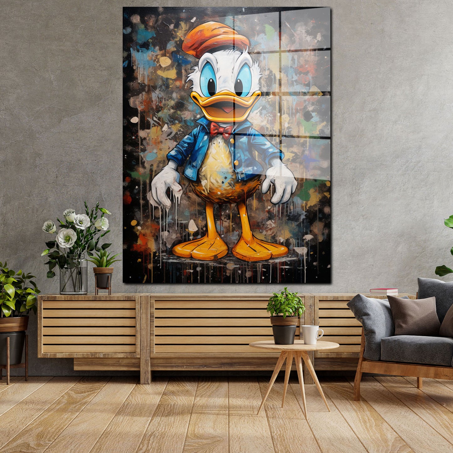 Comic Duck abstrakt Pop Art Style Acrylglasbild Wandbild Bild Wanddeko Wohnzimmer XL