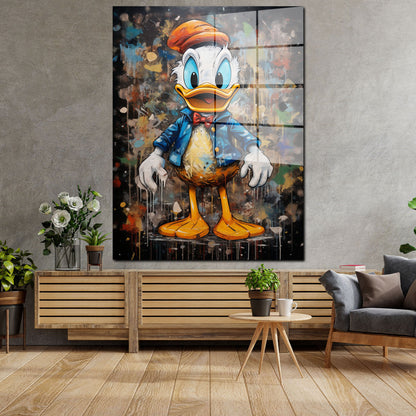 Comic Duck abstrakt Pop Art Style Acrylglasbild Wandbild Bild Wanddeko Wohnzimmer XL