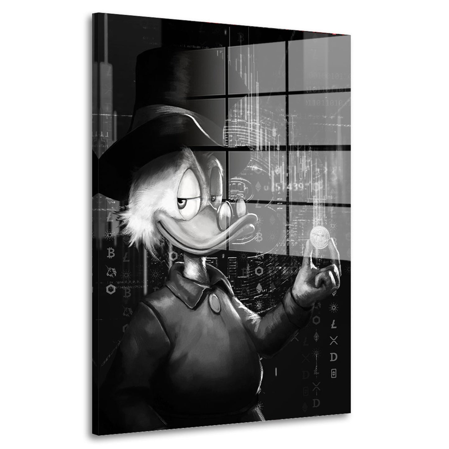 Dagobert Pop Art schwarz weiß Acrylglasbild Wandbild Bild Wanddeko Wohnzimmer XL