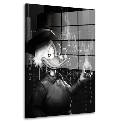 Dagobert Pop Art schwarz weiß Acrylglasbild Wandbild Bild Wanddeko Wohnzimmer XL