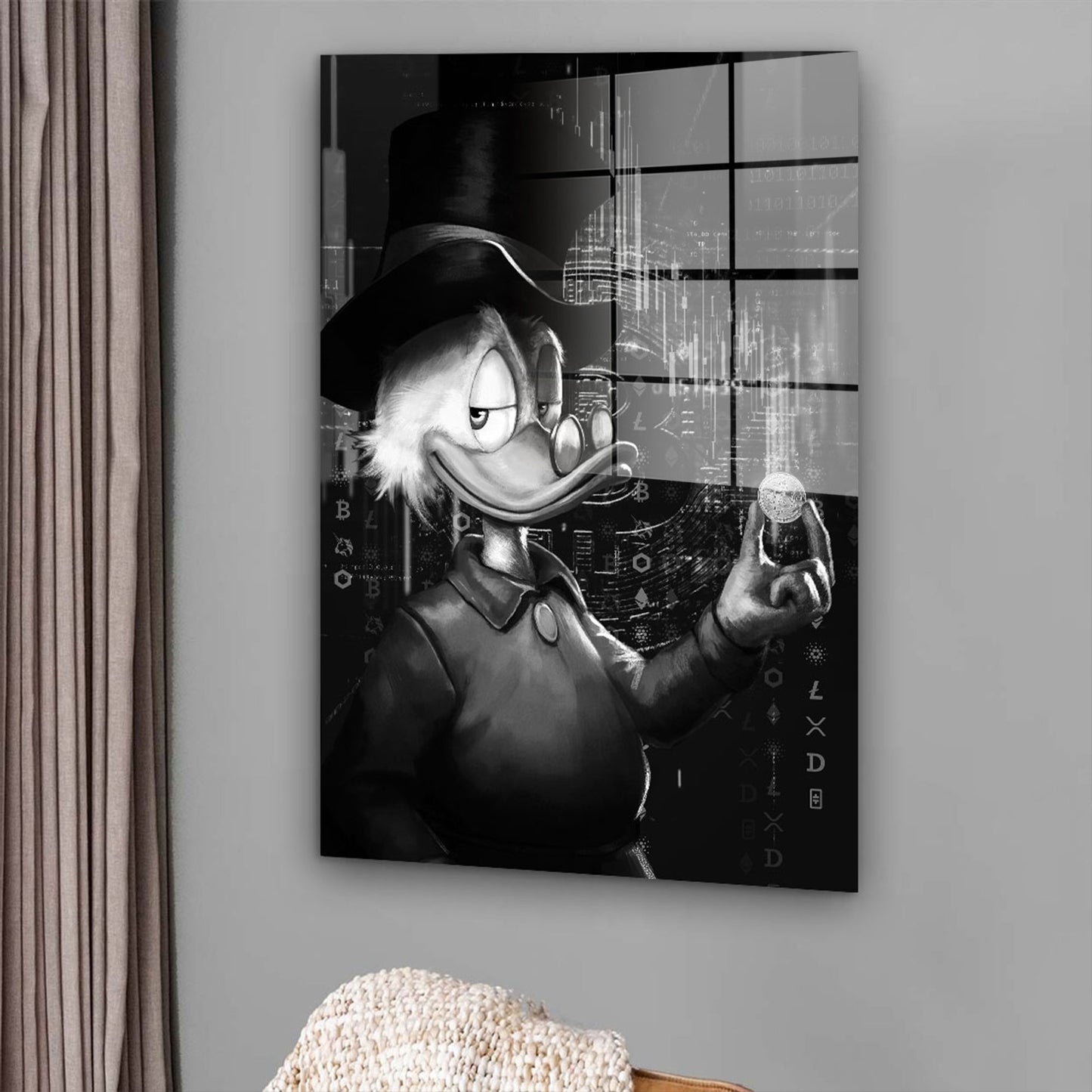 Dagobert Pop Art schwarz weiß Acrylglasbild Wandbild Bild Wanddeko Wohnzimmer XL