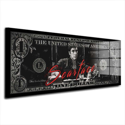 Kunstwerk Montana Scarface Dollar Pop Art Acrylglasbild Wandbild Bild Wanddeko XL