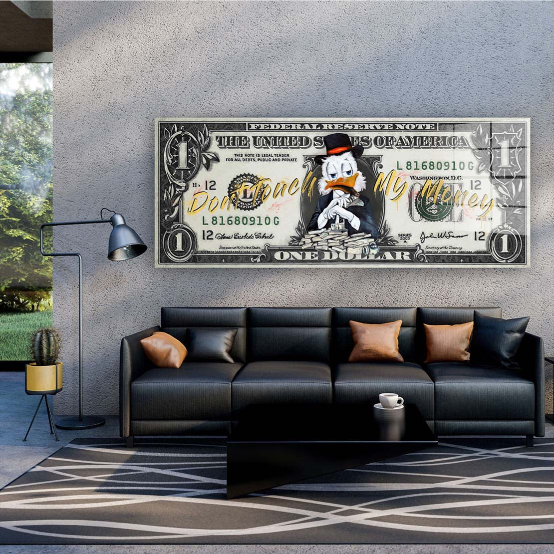 Dollar Rich Duck Geld & Erfolg Acrylglasbild Wandbild Bild Wanddeko Wohnzimmer XL