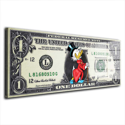 Rich Duck 1 Dollar Comic Geld & Erfolg Acrylglasbild Wandbild Bild Wanddeko XL