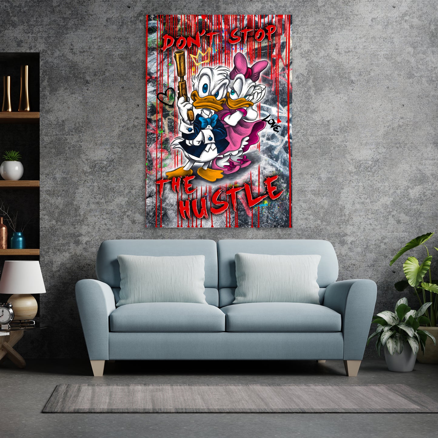 Duck Hustle Pop Art Style Wandbild Leinwandbild Kunstdruck XL Wanddeko