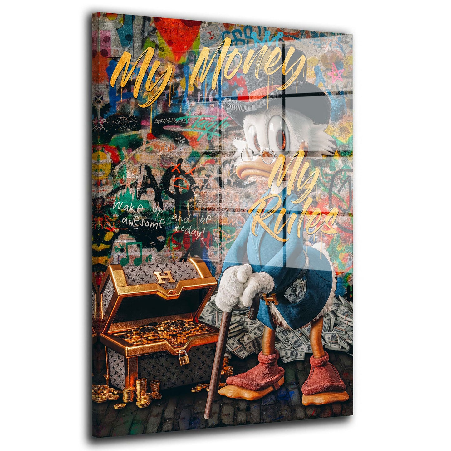 Duck Pop Art My Rules Acrylglasbild Wandbild Bild Wanddeko Wohnzimmer XL