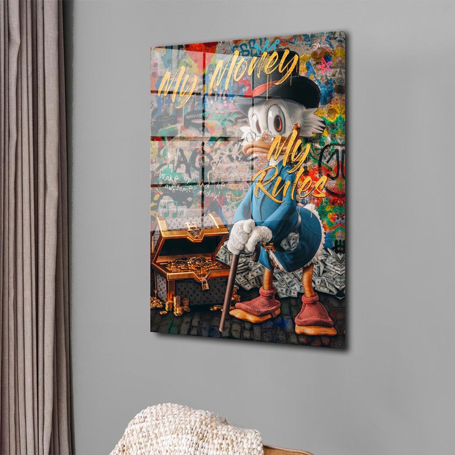 Duck Pop Art My Rules Acrylglasbild Wandbild Bild Wanddeko Wohnzimmer XL