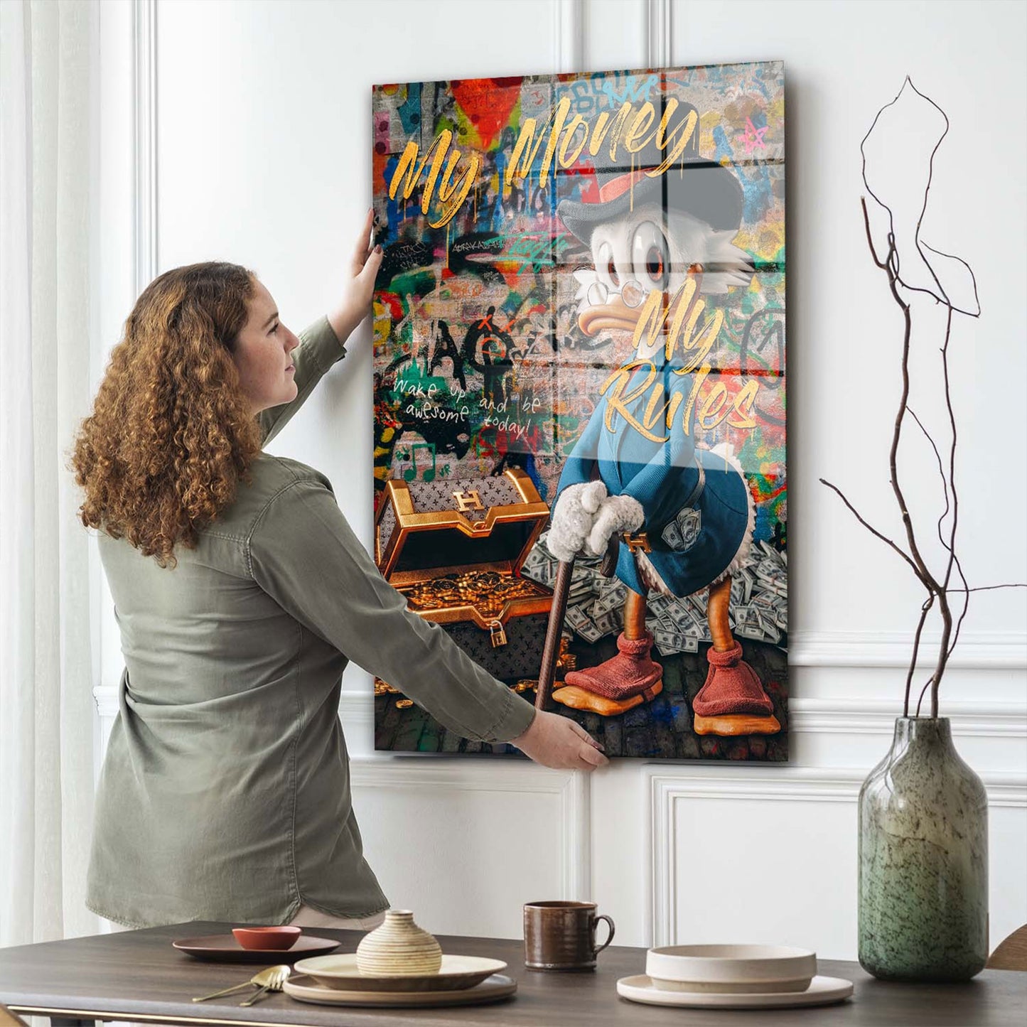 Duck Pop Art My Rules Acrylglasbild Wandbild Bild Wanddeko Wohnzimmer XL