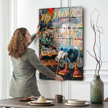 Duck Pop Art My Rules Acrylglasbild Wandbild Bild Wanddeko Wohnzimmer XL