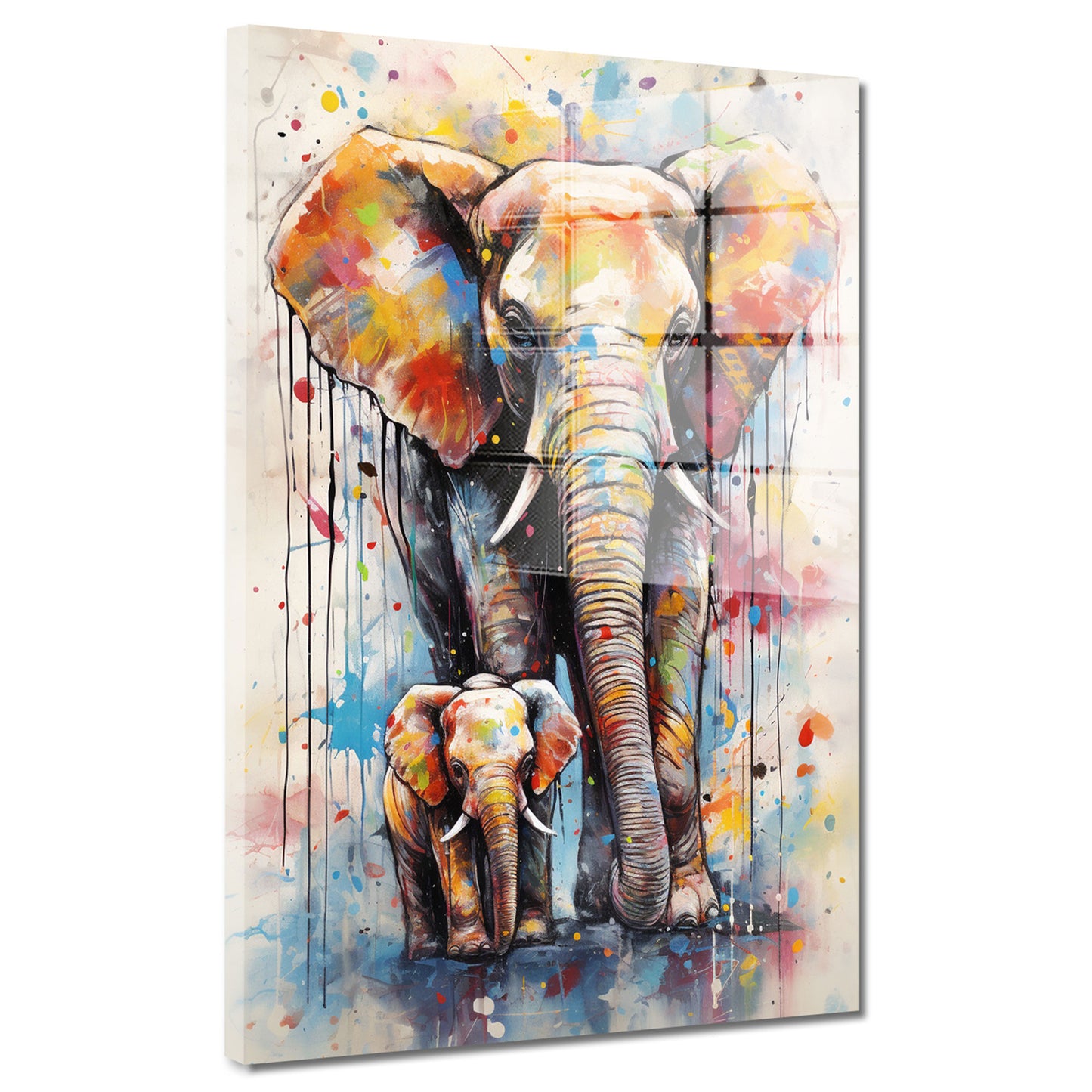 Elefant mit Baby Pop Art Acrylglasbild Wandbild Bild Wanddeko Wohnzimmer XL