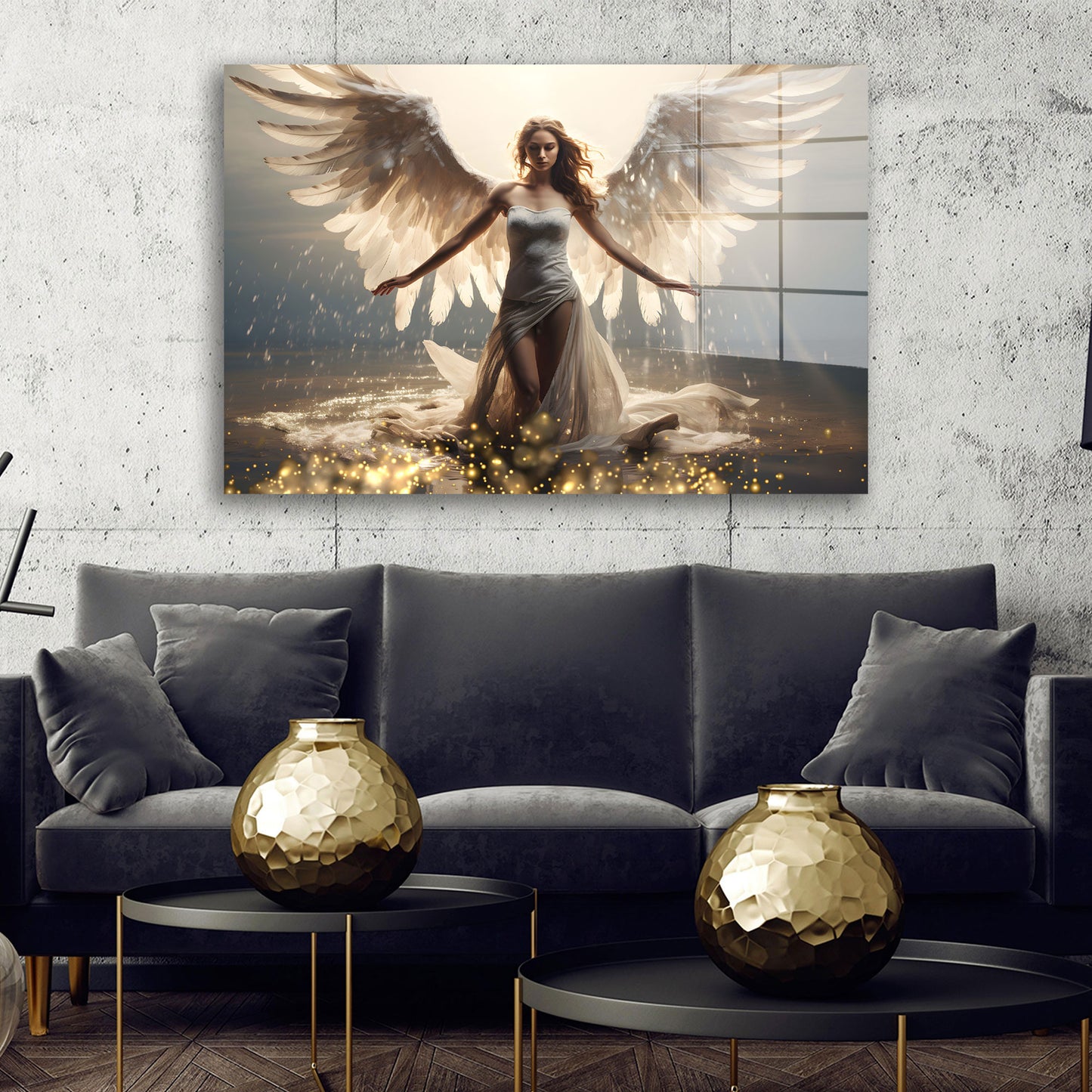 Engelsfrau Engel mit Flügel Acrylglasbild Wandbild Bild Wanddeko Wohnzimmer XL