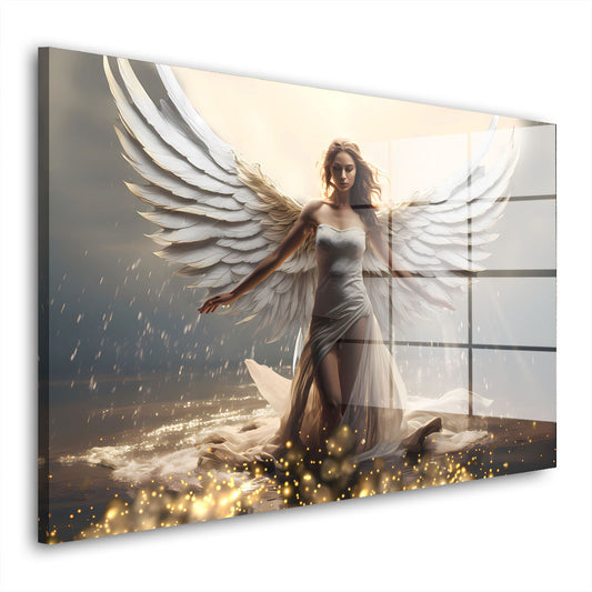 Engelsfrau Engel mit Flügel Acrylglasbild Wandbild Bild Wanddeko Wohnzimmer XL