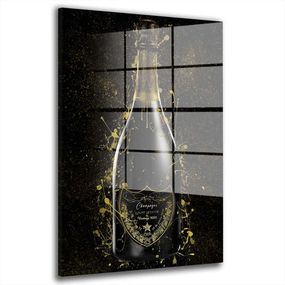 Champagner Gold Luxury Lifestyle Flasche Acrylglasbild Wandbild Wanddeko XL