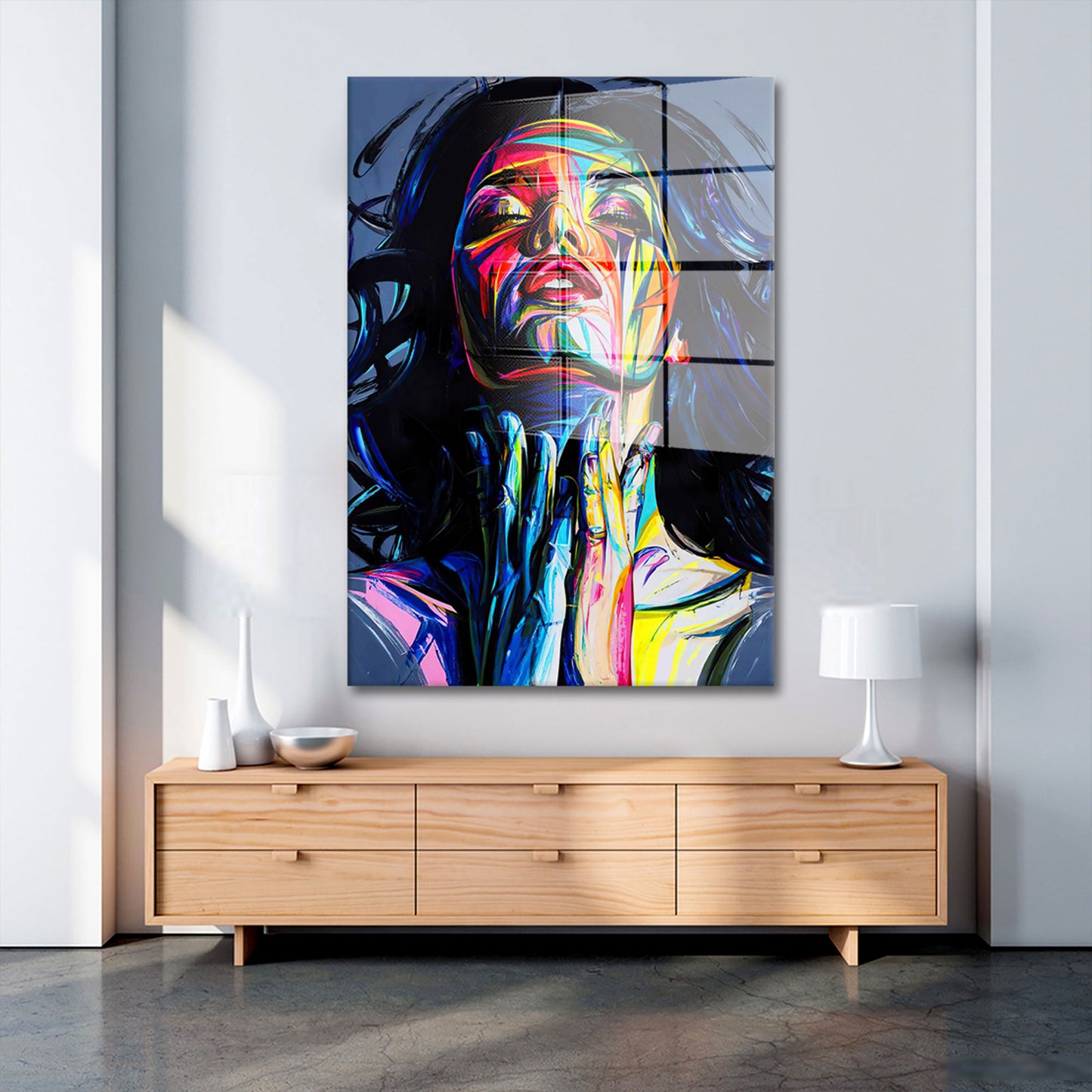 Frau Pop Art Colour Acrylglasbild Wandbild Bild Wanddeko Wohnzimmer XL