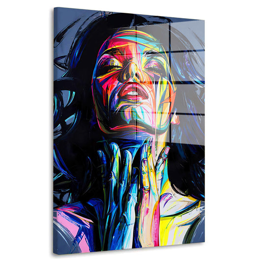 Frau Pop Art Colour Acrylglasbild Wandbild Bild Wanddeko Wohnzimmer XL