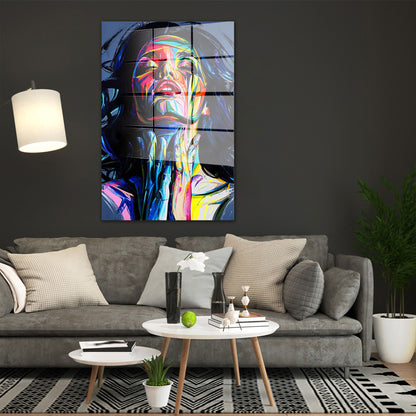 Frau Pop Art Colour Acrylglasbild Wandbild Bild Wanddeko Wohnzimmer XL
