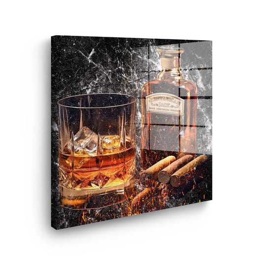 Glas Whiskey Abstract Jack Style Acrylglasbild Wandbild Bild Wanddeko Wohnzimmer XL