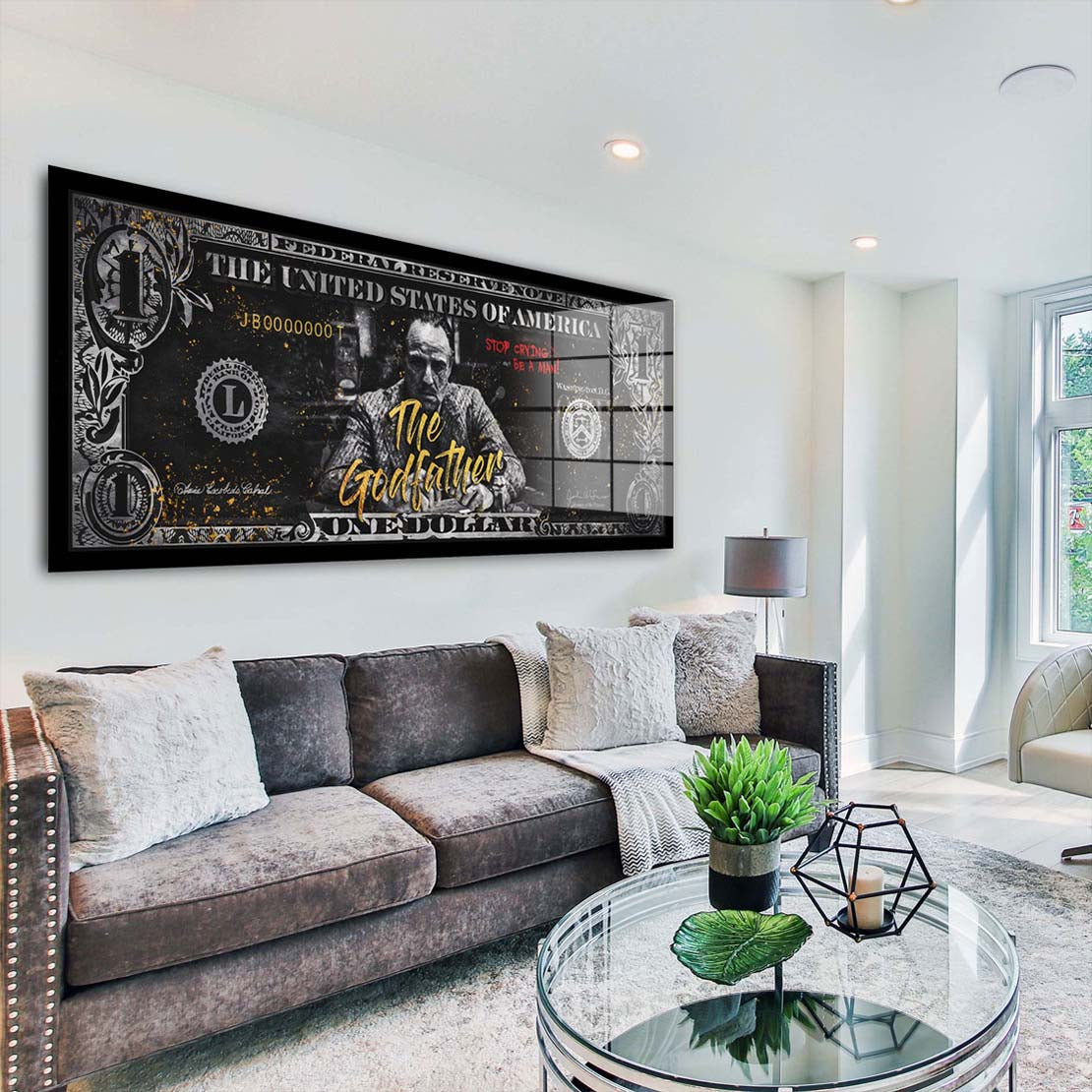 Dollar Pate Style Pop Art Acrylglasbild Wandbild Bild Wanddeko Wohnzimmer XL