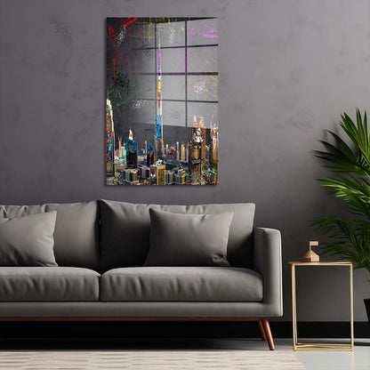 Dubai Hochhäuser Graffiti Acrylglasbild Wandbild Bild Wanddeko Wohnzimmer XL